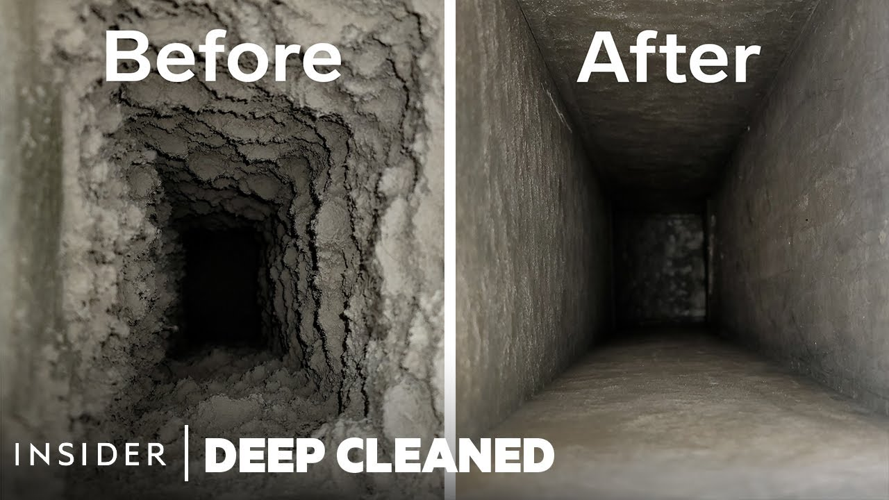 Residential supply duct — 8 years since last cleaning before and after cleaning