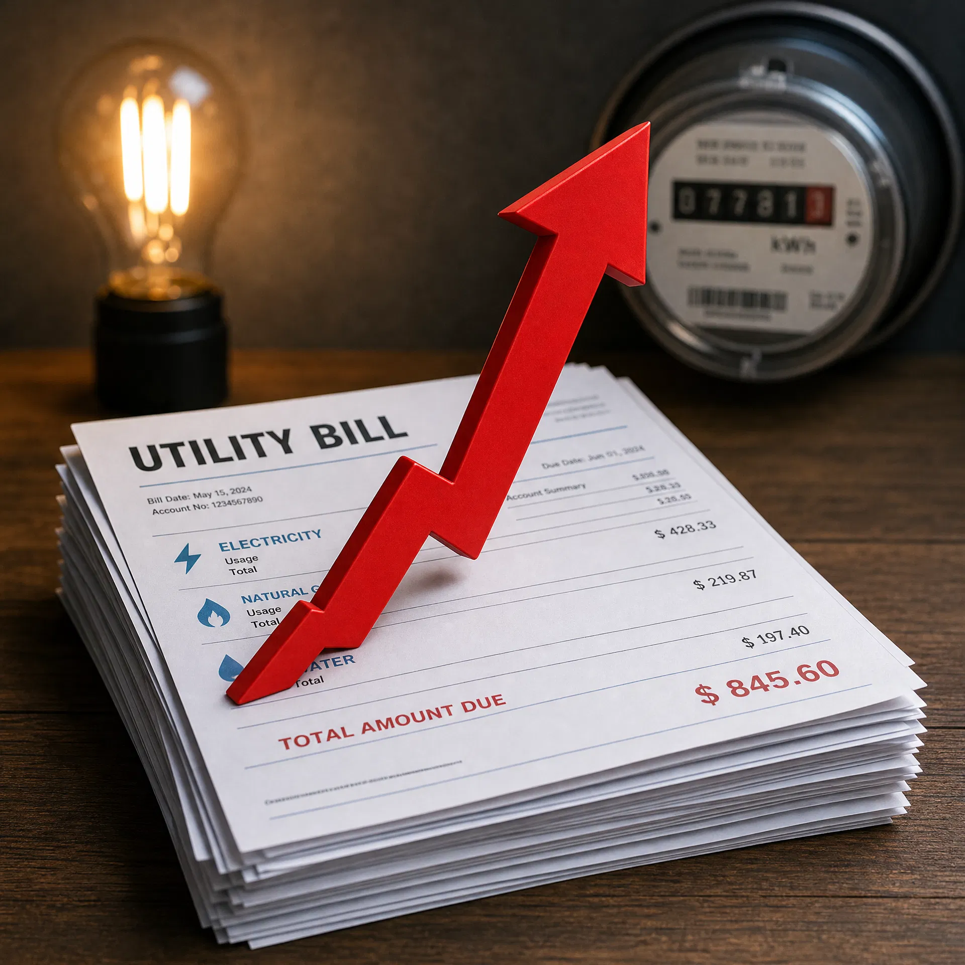 Rising utility bill from poor attic insulation